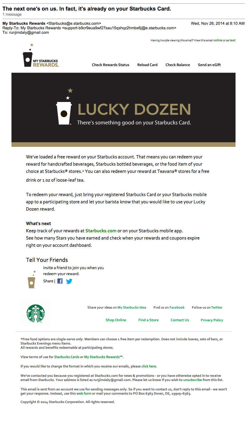 Starbucks Behavioral Email