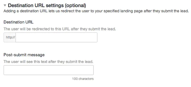 twitter card destination URL