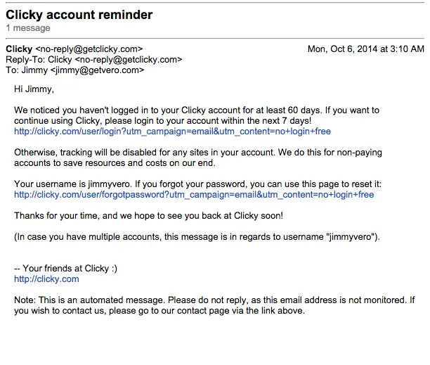 Clicky Behavioral Email