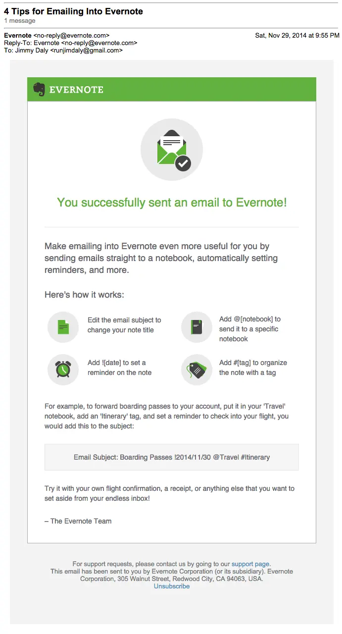 Evernote Behavioral Email