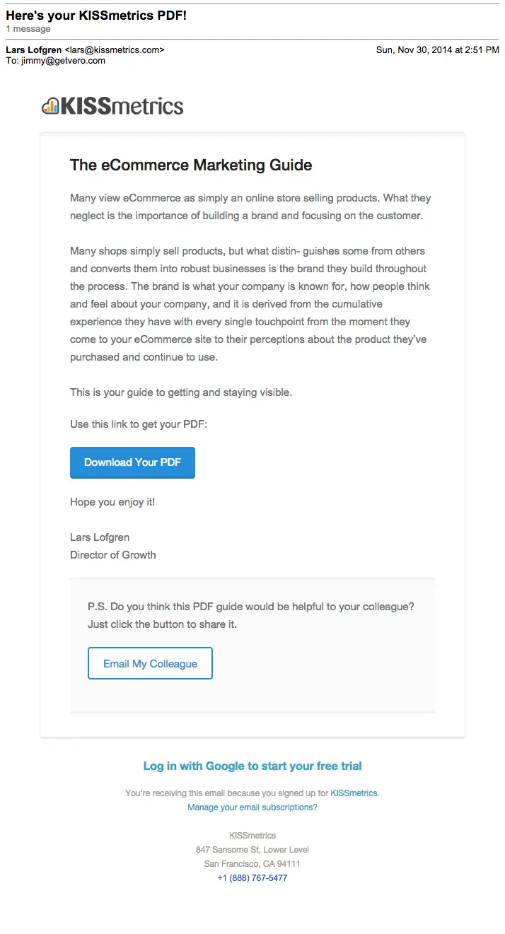 KISSmetrics Behavioral Email