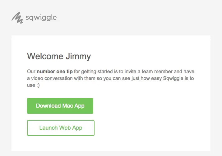 Onboarding emails - Sqwiggle welcome email