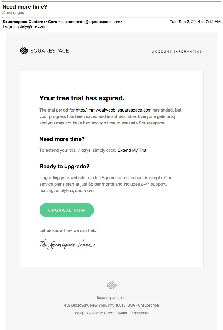 Squarespace Behavioral Email