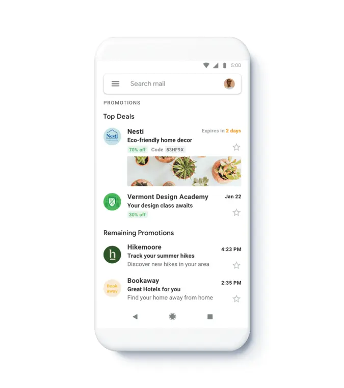 promotional email mobile example