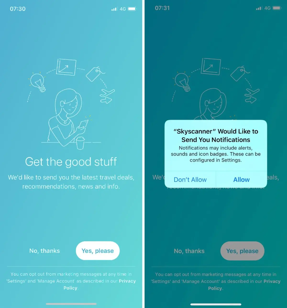 push notifications permissions skyscanner