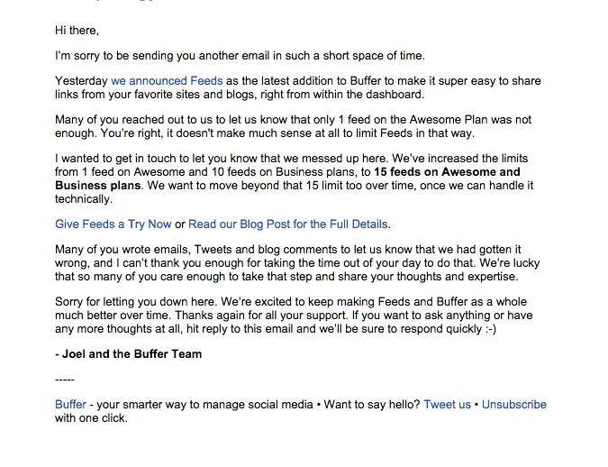 email example buffer (apology email)