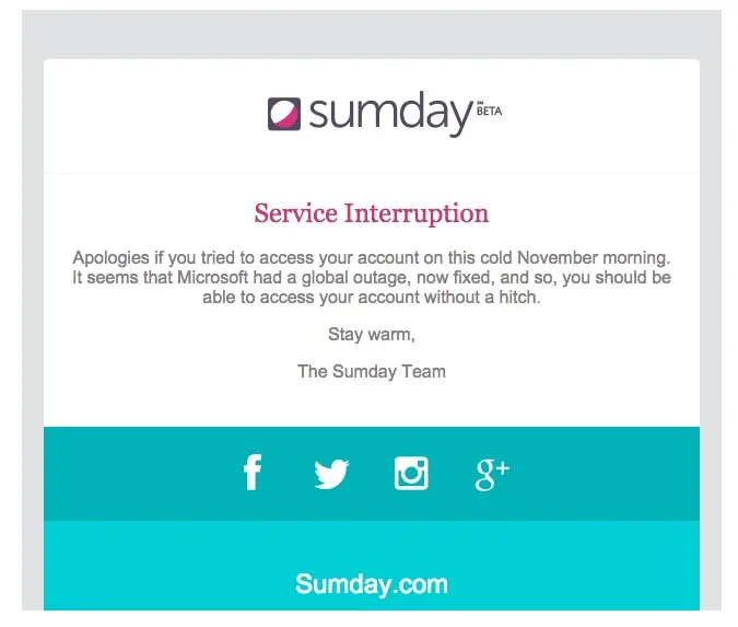 promotional email example sumday (apology email)