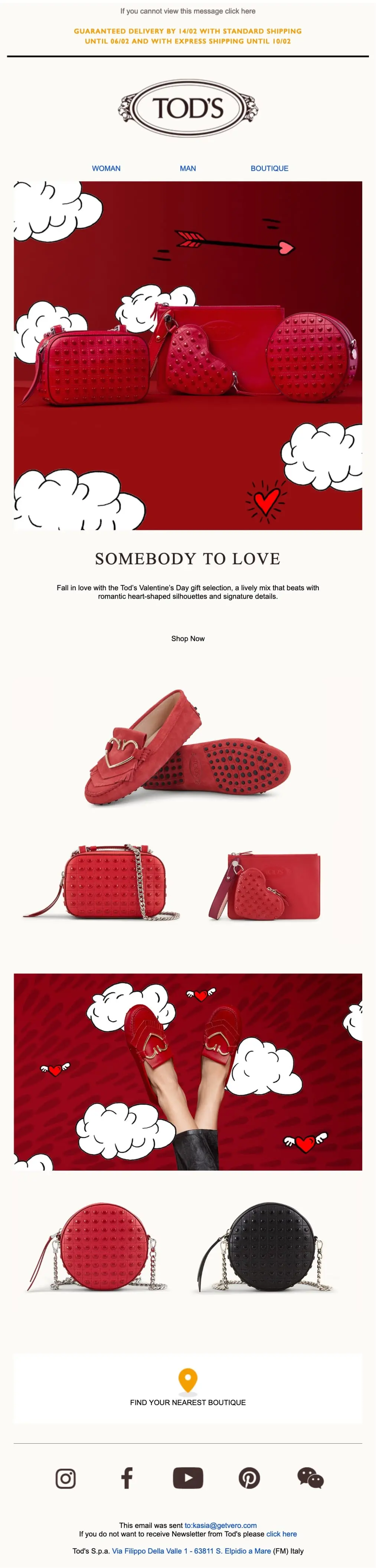 email example tods (holiday offer)