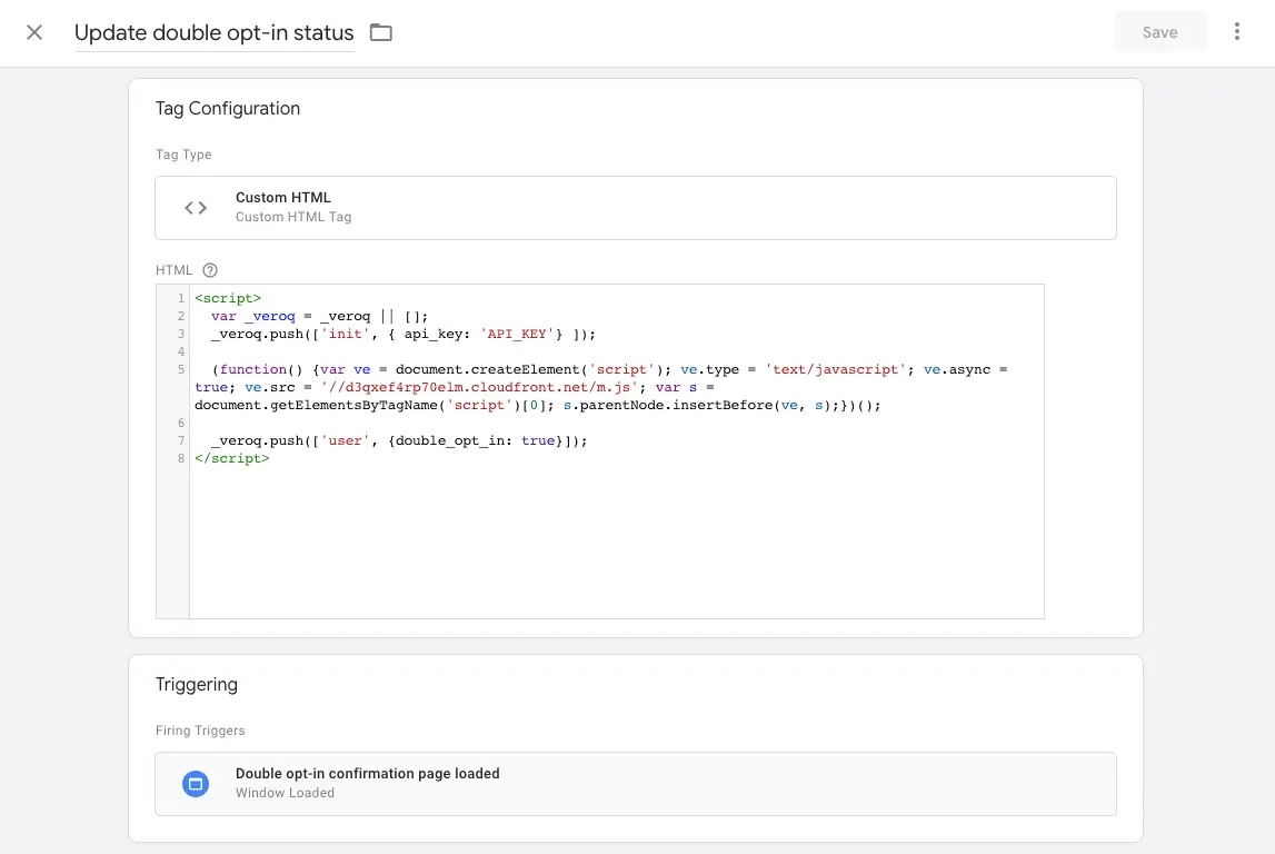Double opt-in Google Tag Manager event trigger setup