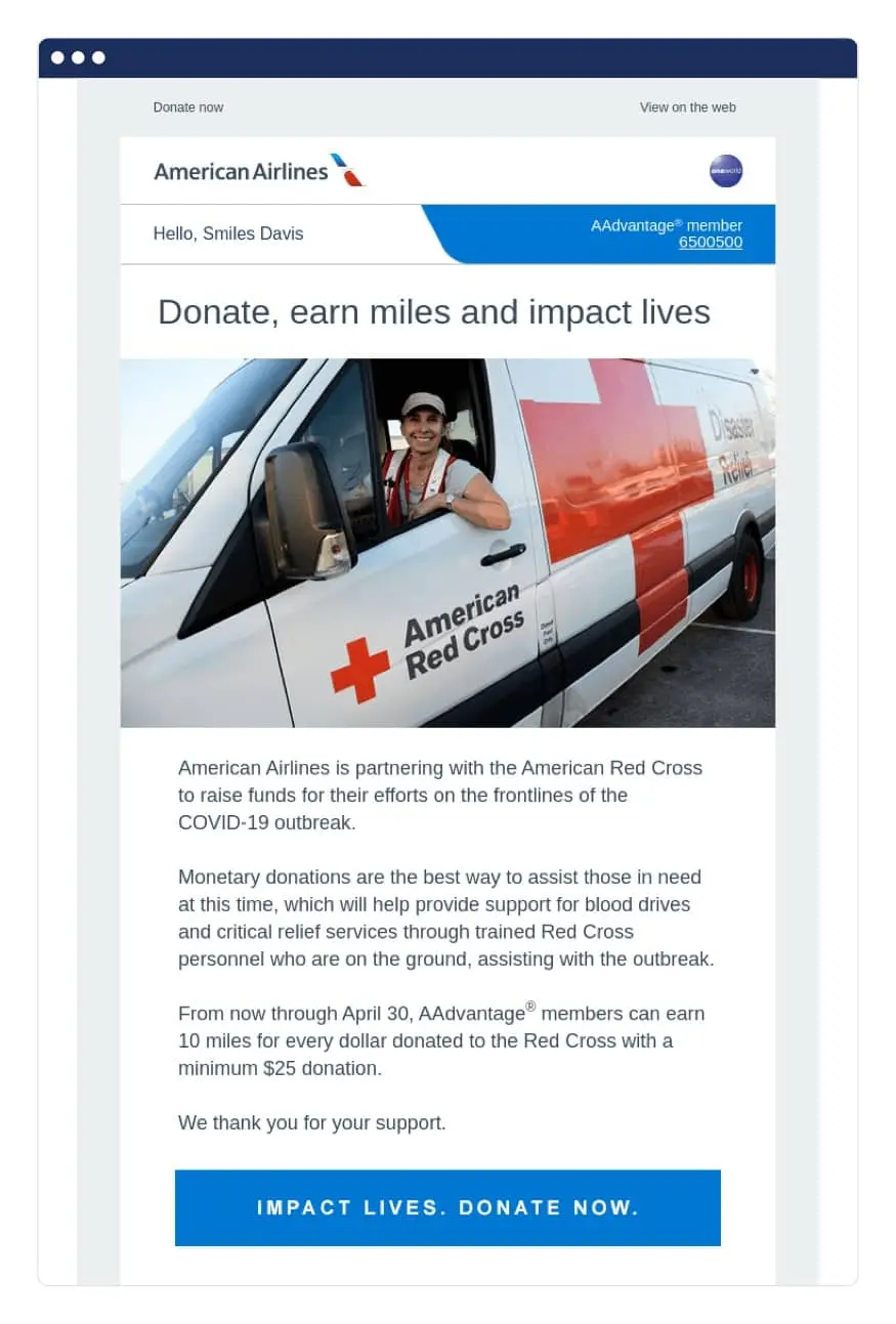 American Airlines COVID 19 marketing idea