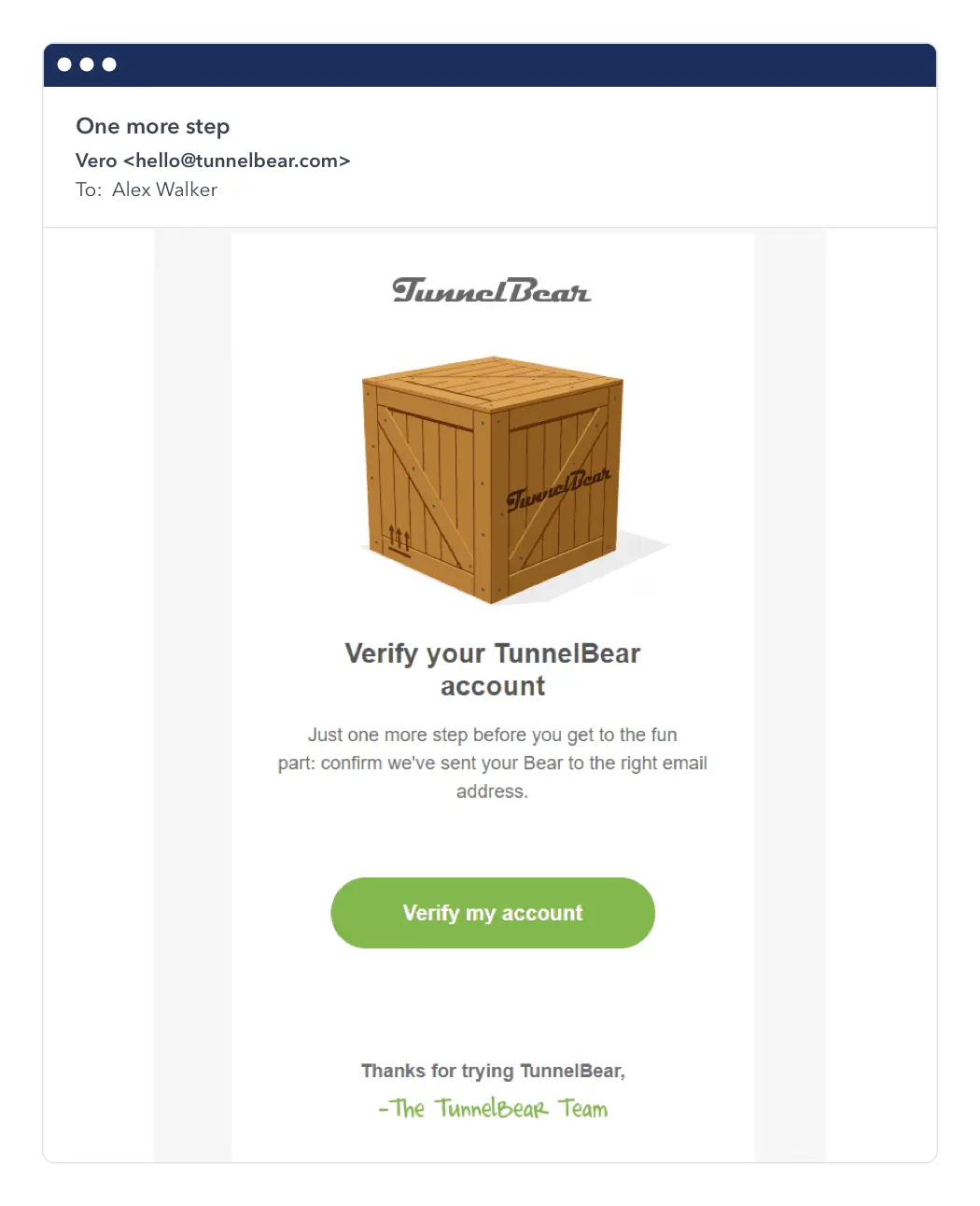 TunnelBear hard bounce example
