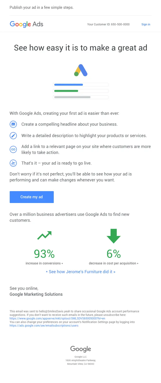 Get help creating your first ad
