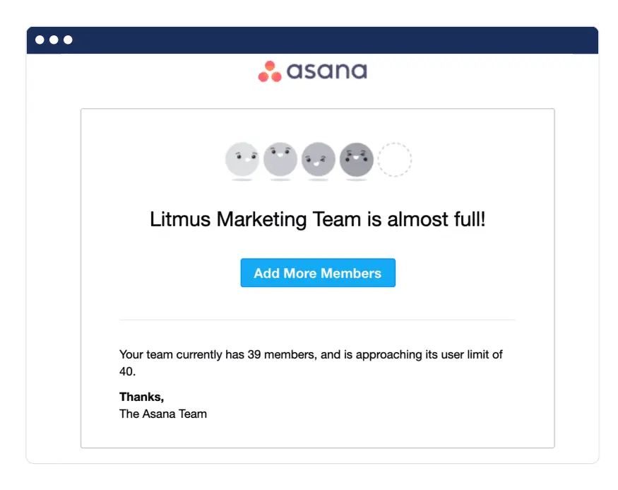 email retargeting asana example