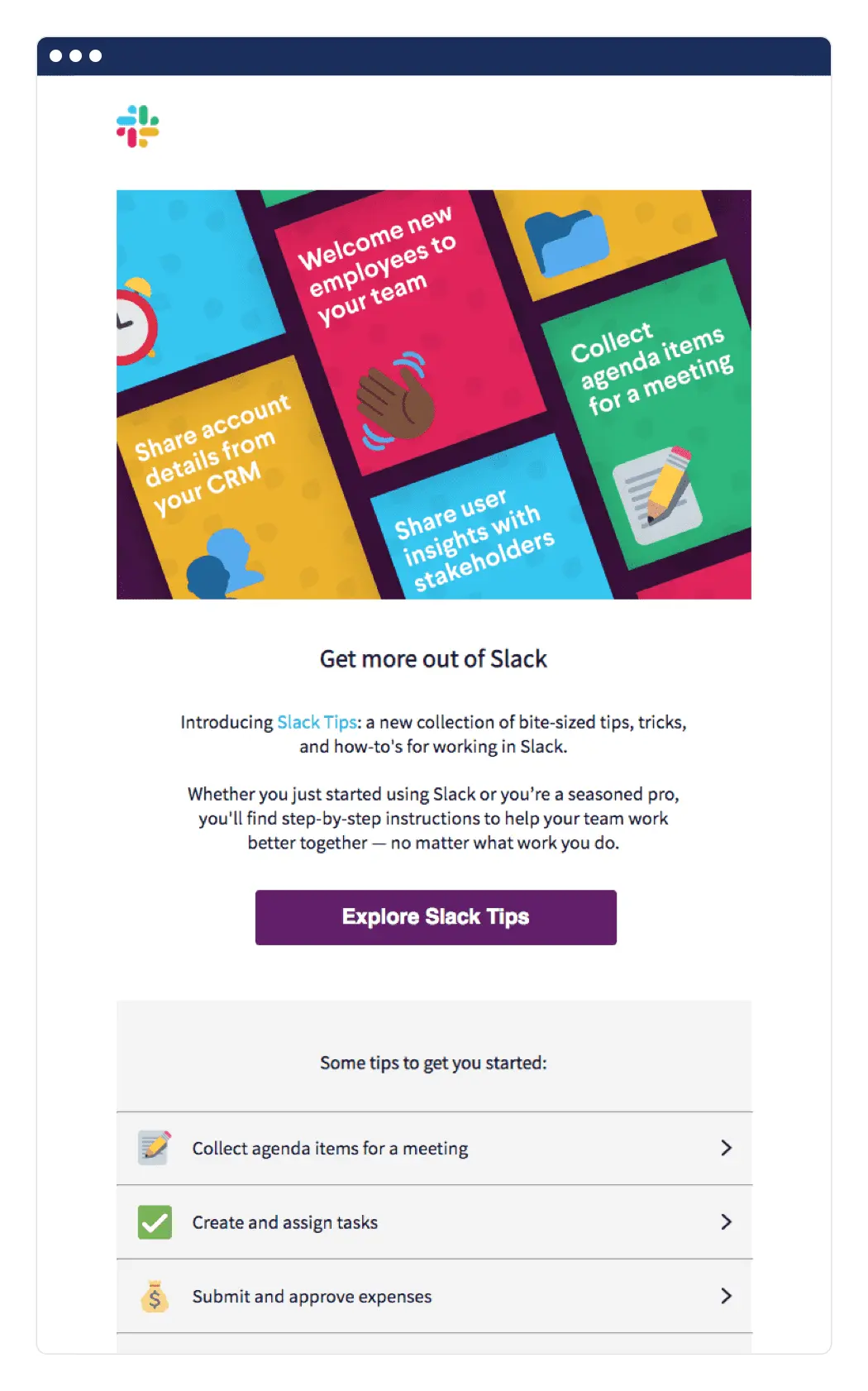 onboarding email sequence Slack example
