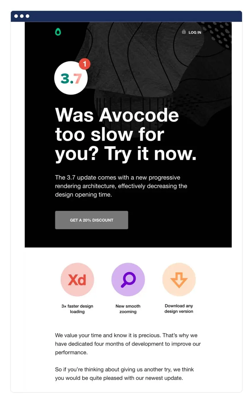 Email retargeting avocode example
