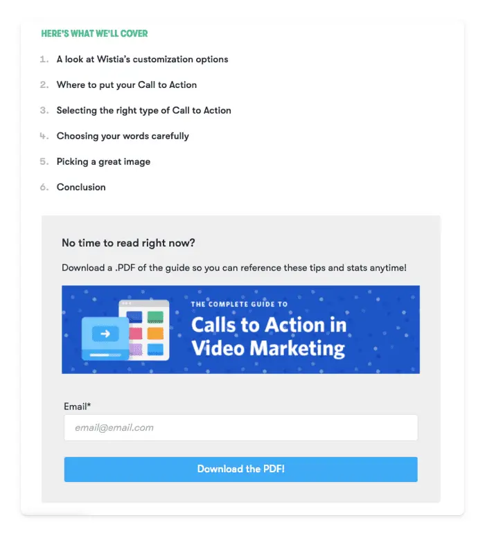 Wistia CTA email marketing