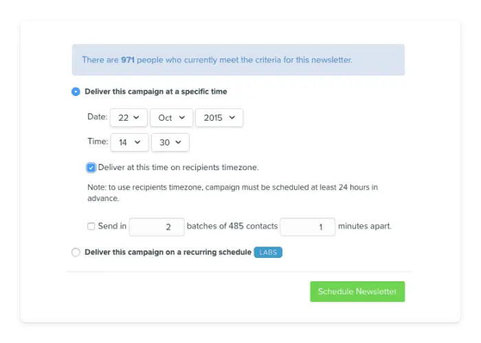 Vero timezone sending