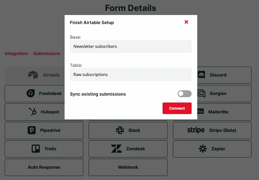 Airtable and Formspree