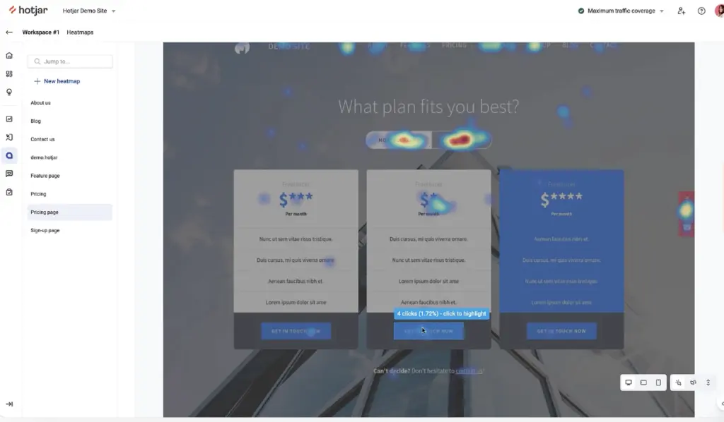 Analytics software - Hotjar