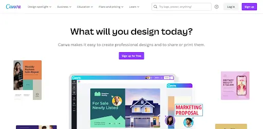 A screenshot of the Canva homepage