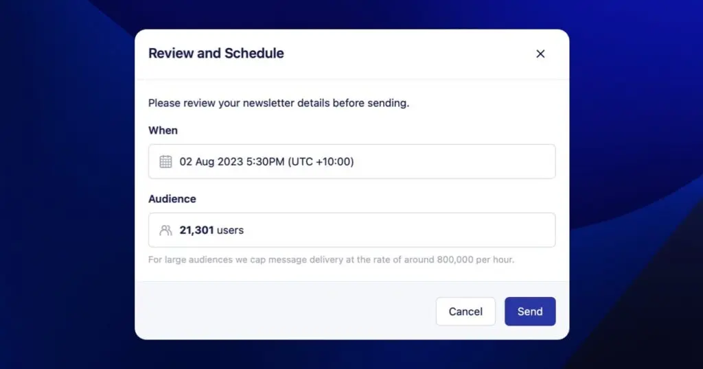 Review step before sending your campaign