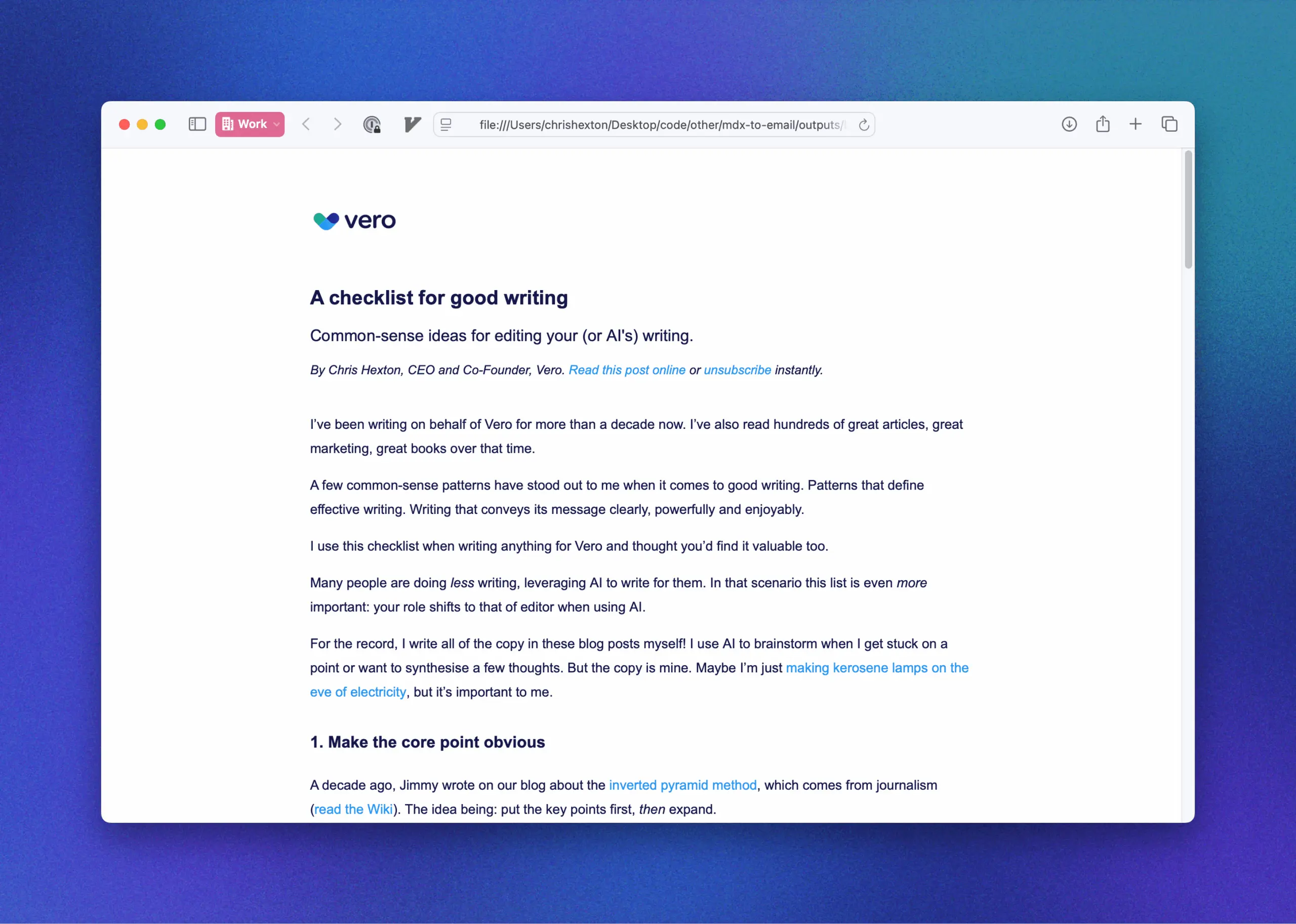 HTML email from Markdown