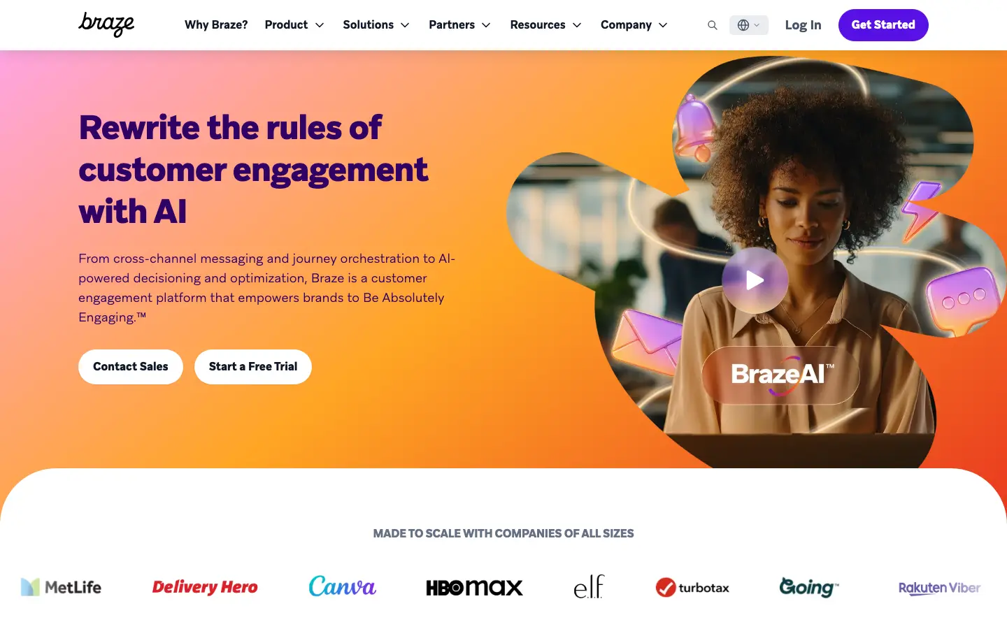 Braze homepage