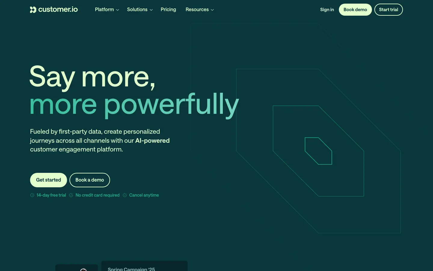 Customer.io homepage