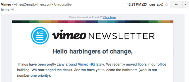 Vimeo Email Example