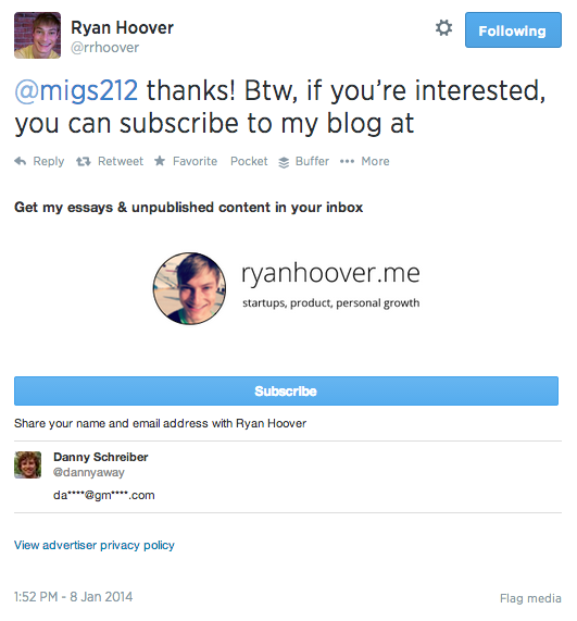 twitter email marketing hacks example