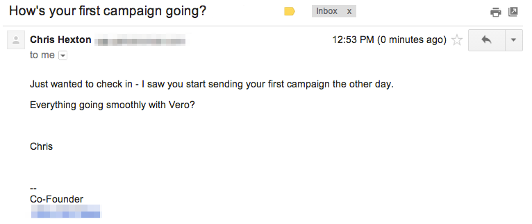 email marketing hacks Vero example