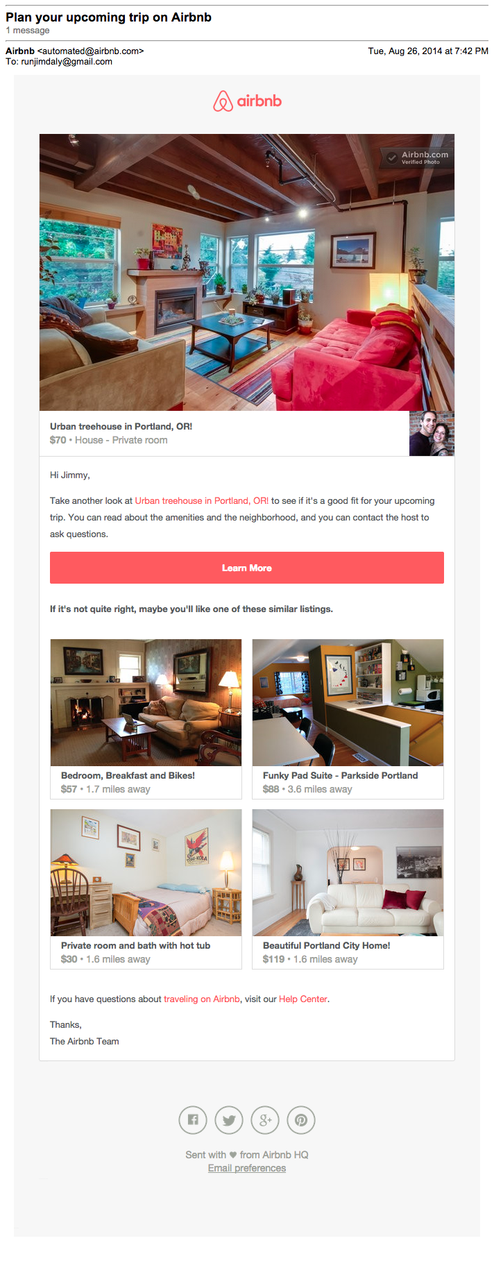 Airbnb Behavioral Email
