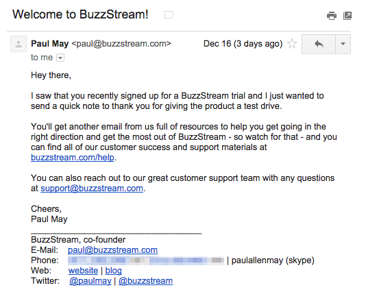 BuzzStream_Welcome_Email onboarding email