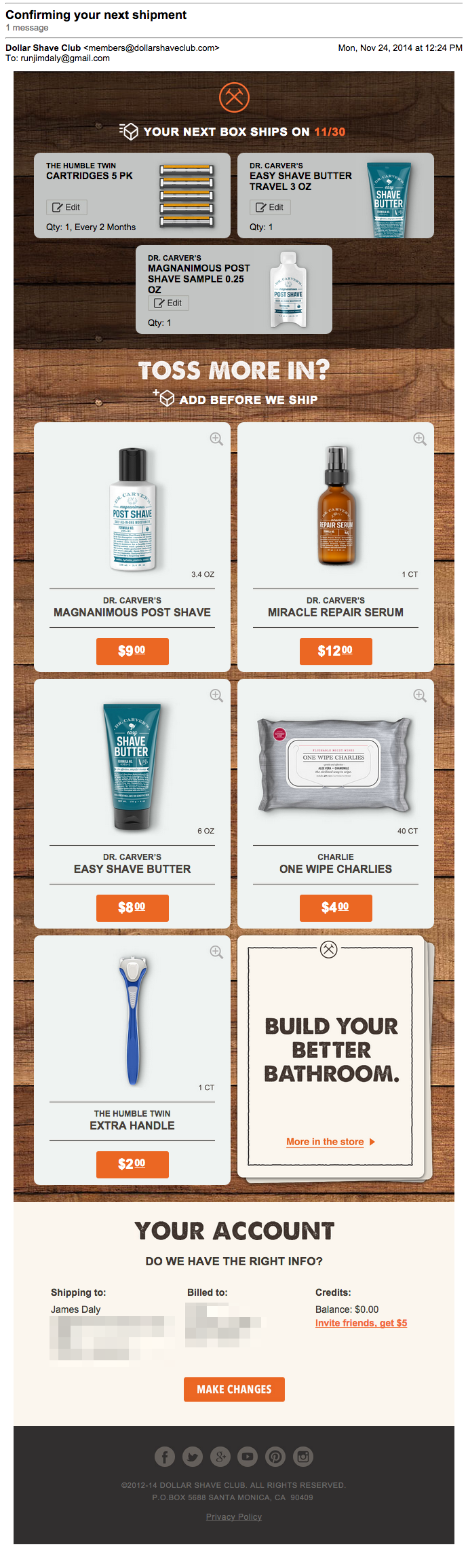 Dollar_Shave_Club_Upsell_Email onboarding email