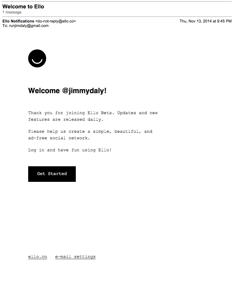 Ello_Welcome_Email onboarding email