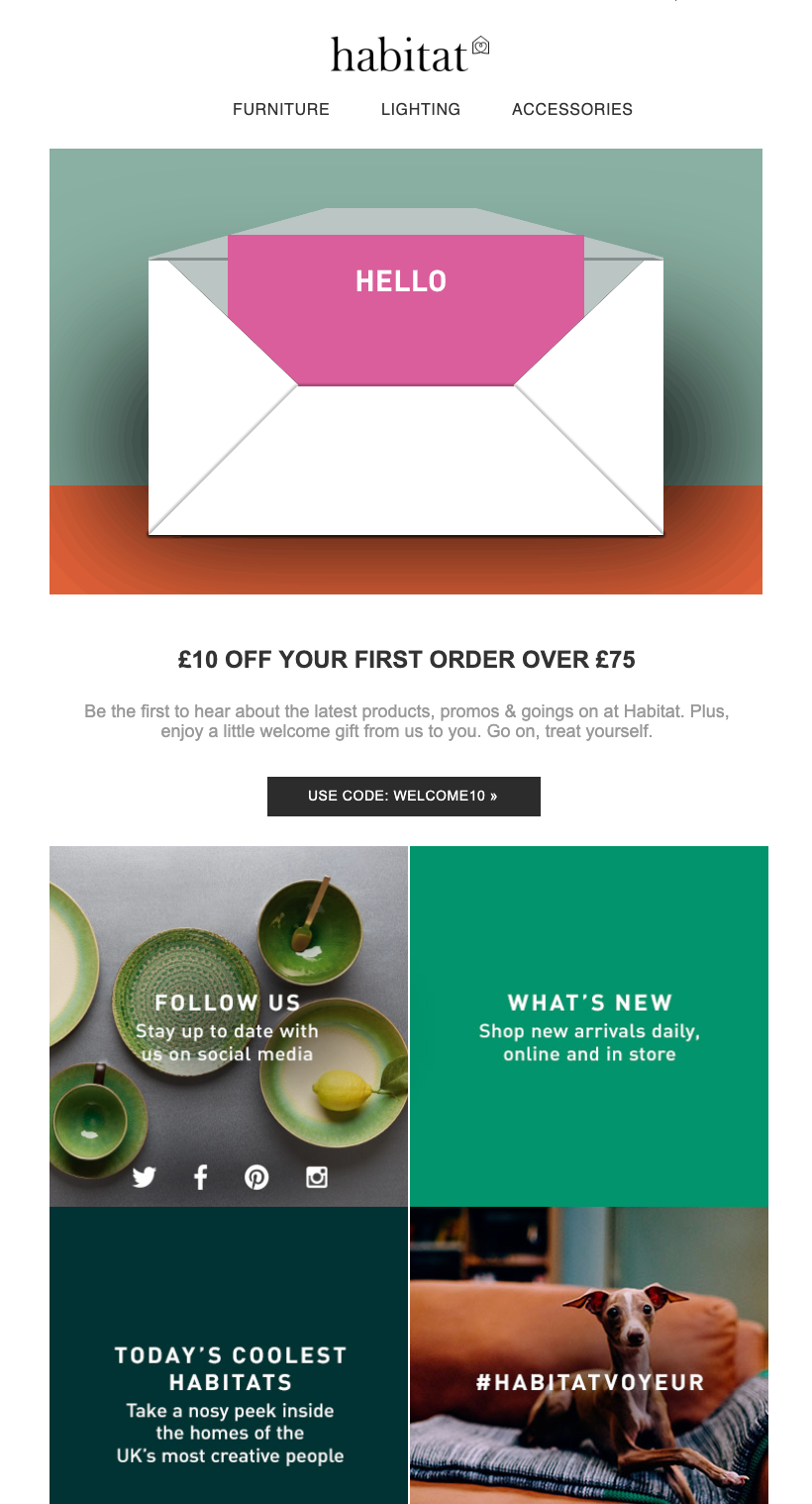 Onboarding email - welcome - Habitat retail