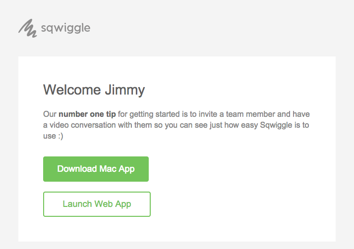 Onboarding emails - Sqwiggle welcome email