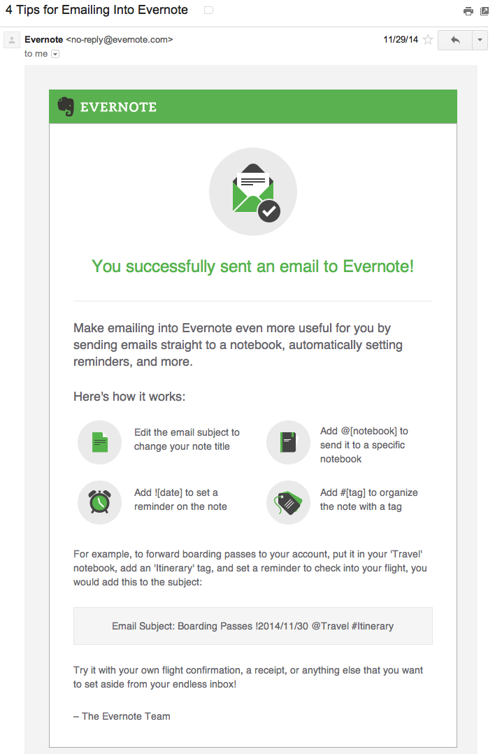 evernote saas onboarding email example