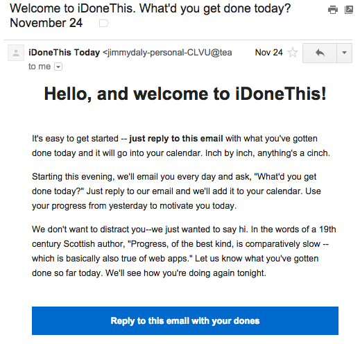 iDoneThis_Getting_Started_Email onboarding email