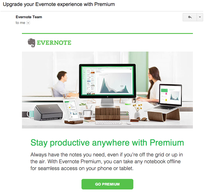 evernote promotional email 1