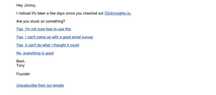 ClickInsights retention email