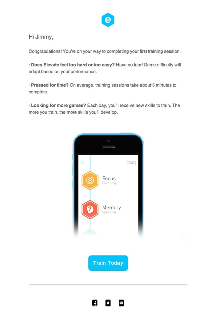Elevate email example