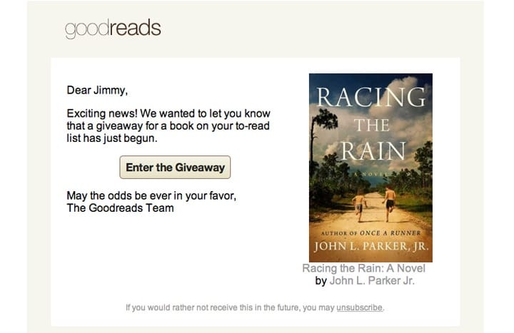 Goodreads email example