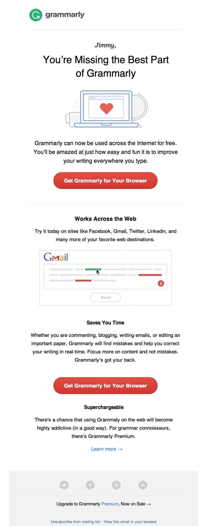 Grammarly email example