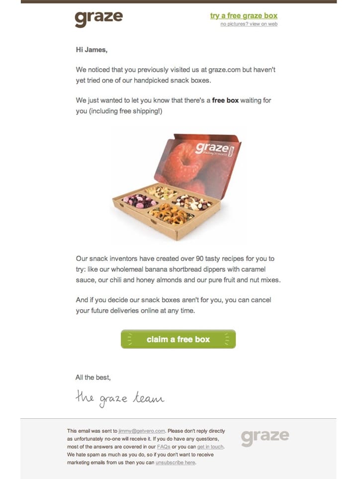 Graze retention email