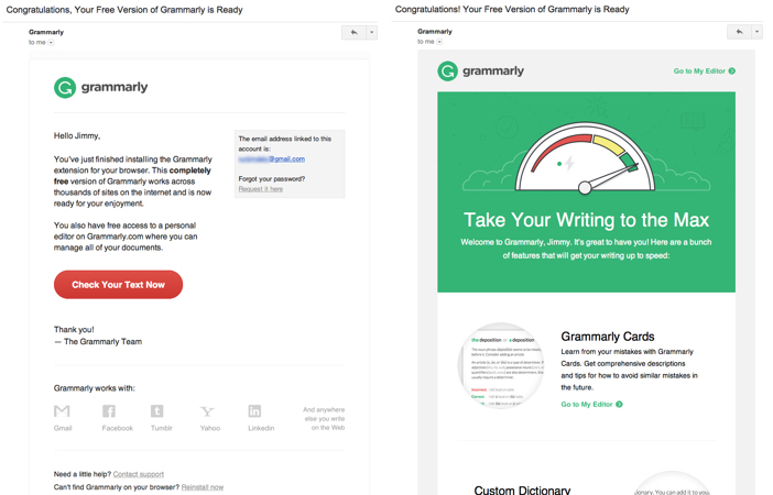 grammarly welcome emails
