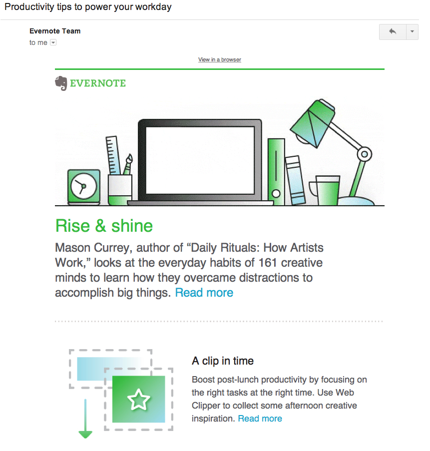 evernote content email