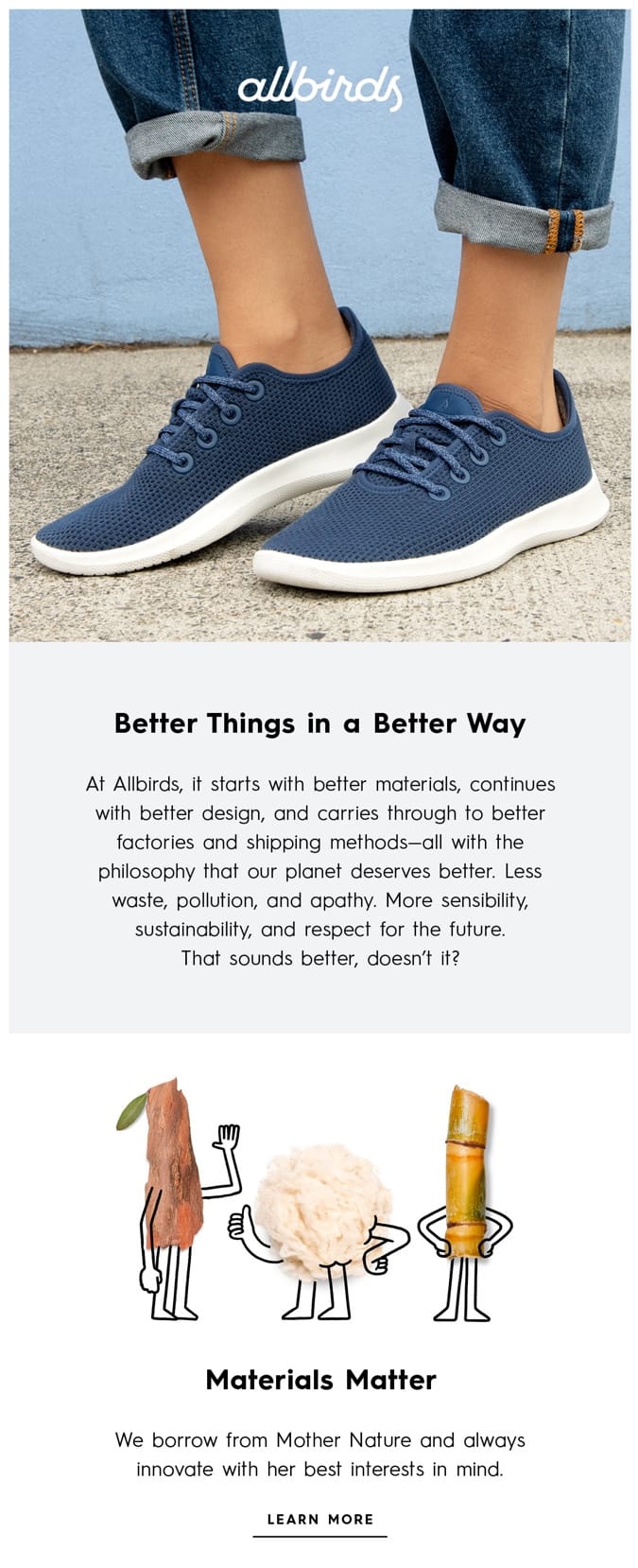 walcome email example allbirds