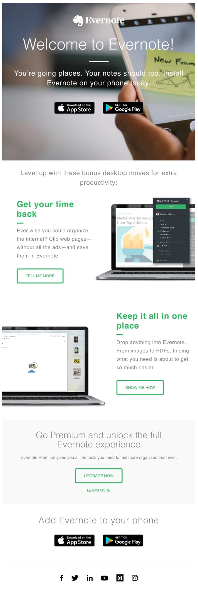 welcome email example evernote
