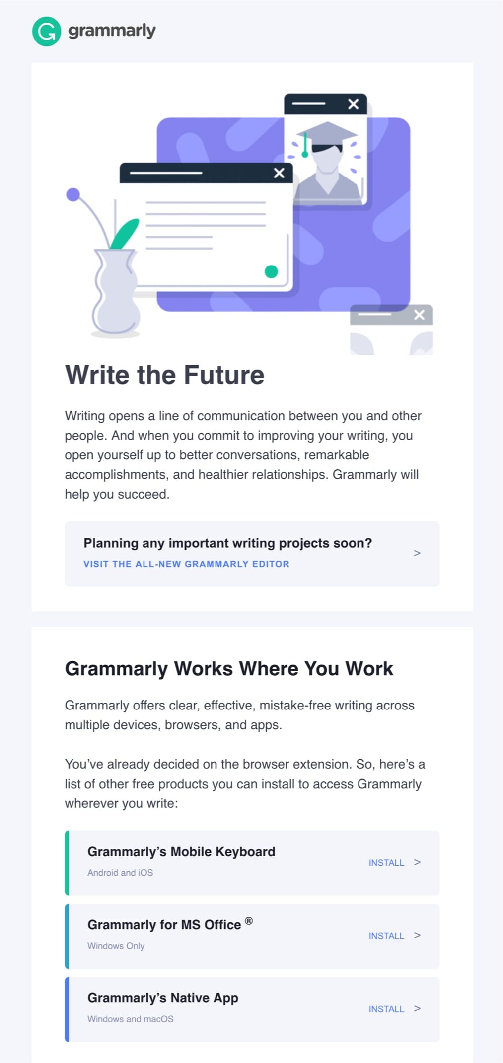 welcome email example grammarly